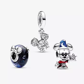 Ювелирный комплект Pandora x Disney Mickey And Minnie Believe In Magic Charm Trio, 3 предмета