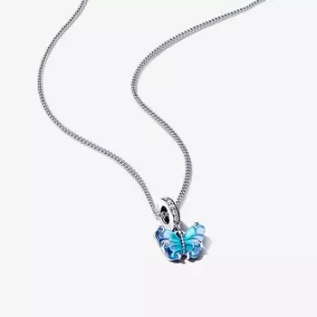 Ювелирный набор Blue Murano Glass Butterfly Necklace Set Pandora, стерлинговое серебро