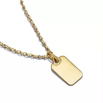 Ювелирный набор Engravable Rectangle Tag Pendant Necklace Set Pandora, покрытие - золото