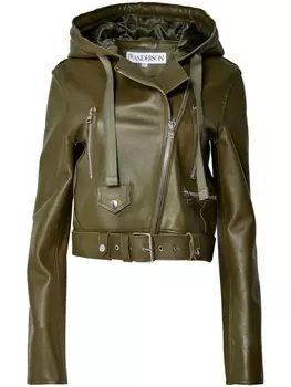JW Anderson байкерская куртка с капюшоном, зеленый