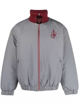 JW Anderson бомбер с вышитым логотипом, серый