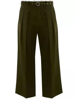 JW Anderson брюки строгого кроя со складками, зеленый