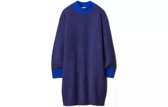 Jw Anderson Co-Branded Series Платье с длинными рукавами женское, синее Uniqlo