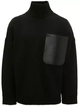 JW Anderson джемпер с накладным кожаным карманом, черный