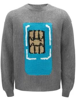 JW Anderson джемпер Sim Card вязки интарсия, серый