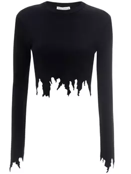 JW Anderson джемпер в рубчик с вырезами, черный