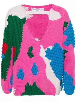 JW Anderson джемпер в технике кроше, розовый