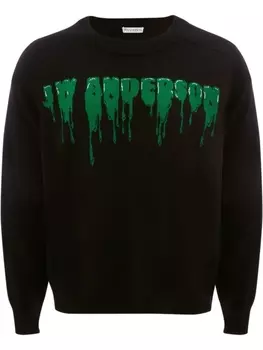JW Anderson джемпер вязки интарсия с логотипом, черный