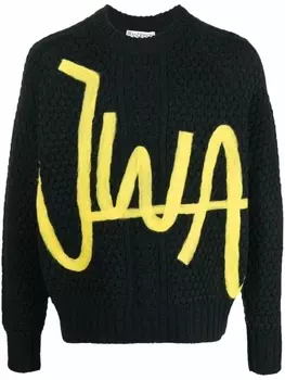 JW Anderson джемпер вязки интарсия с логотипом, черный
