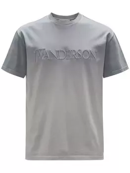 JW Anderson футболка из органического хлопка с вышитым логотипом, серый