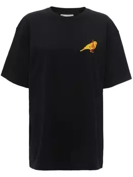 JW Anderson футболка из органического хлопка с вышитым логотипом, черный