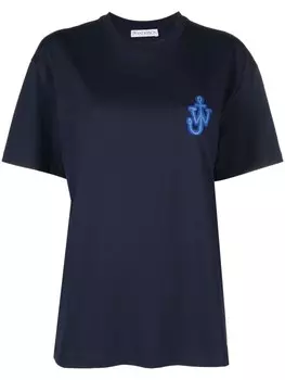JW Anderson футболка с нашивкой-логотипом Anchor, синий