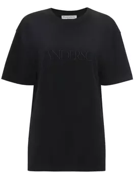 JW Anderson футболка с вышитым логотипом, черный
