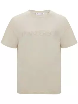 JW Anderson футболка с вышитым логотипом, нейтральный цвет