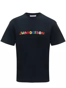 JW Anderson футболка с вышитым логотипом, синий