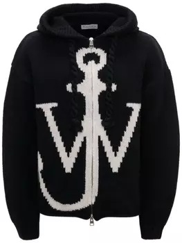 JW Anderson худи на молнии с логотипом, черный