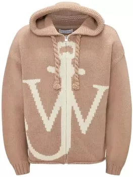 JW Anderson худи на молнии с принтом, нейтральный цвет