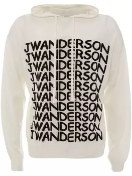 JW Anderson худи с длинными рукавами и логотипом, белый