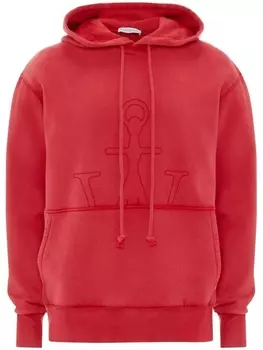 JW Anderson худи с вышитым логотипом, красный