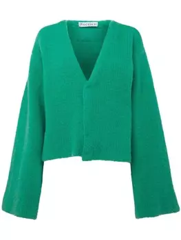JW Anderson кардиган с V-образным вырезом и логотипом, зеленый