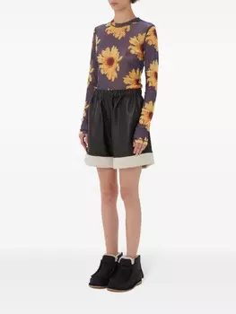 JW Anderson кожаные шорты с контрастным подолом, черный