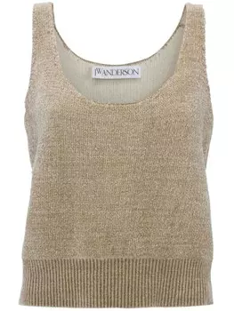 JW Anderson майка из синели с круглым вырезом, нейтральный цвет