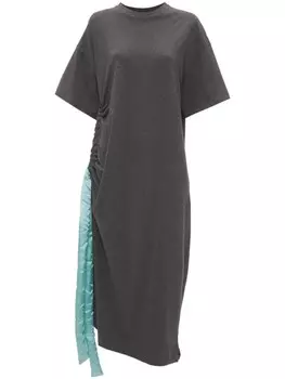 JW Anderson платье-футболка с атласным галстуком, серый