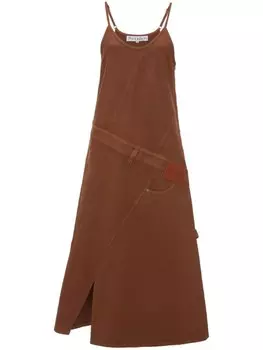 JW Anderson платье миди с логотипом, коричневый