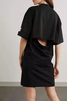 JW ANDERSON Платье мини из хлопкового джерси с открытой спиной и аппликацией, черный