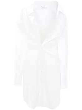 JW Anderson платье-рубашка с кружевом, белый