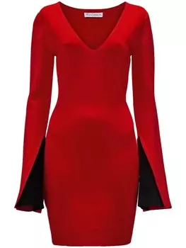 JW Anderson платье с контрастными рукавами и V-образным вырезом, красный