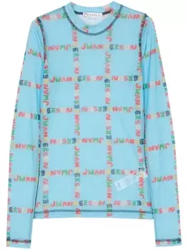 JW Anderson сетчатая футболка с логотипом, синий