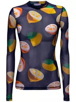 JW Anderson СЕТЧАТЫЙ ТОП С ДЛИННЫМИ РУКАВАМИ, синий