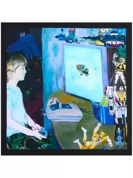 JW Anderson шелковый шарф с принтом, синий