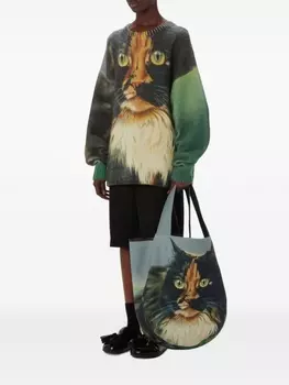 JW Anderson сумка-тоут с принтом Maxi Cat, зеленый
