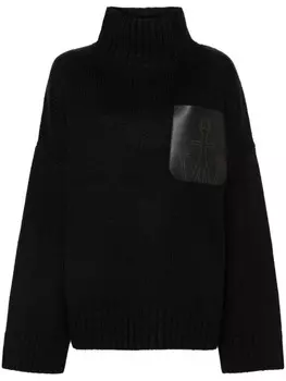 JW Anderson свитер с кожаным карманом, черный