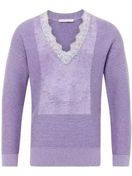 JW Anderson свитер с V-образным вырезом и кружевом, фиолетовый
