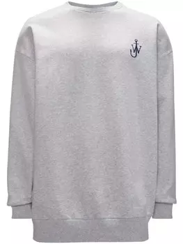 JW Anderson толстовка из органического хлопка с логотипом якоря, серый