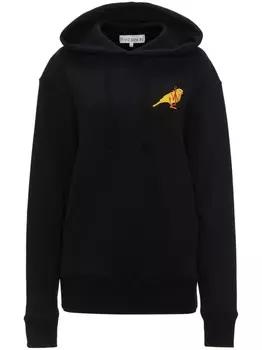 JW Anderson толстовка с капюшоном из органического хлопка с вышитым логотипом, черный