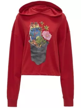 JW Anderson толстовка с капюшоном из органического хлопка с графическим принтом, красный