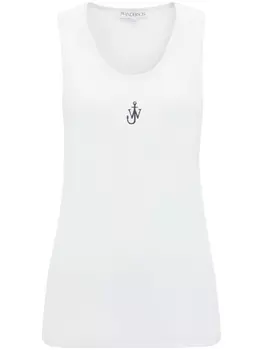 JW Anderson топ с вышитым логотипом, белый