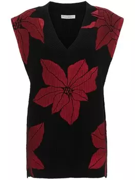 JW Anderson топ вязки интарсия с цветочным узором, черный