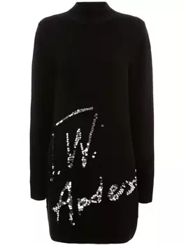 JW Anderson трикотажное платье мини с логотипом, черный