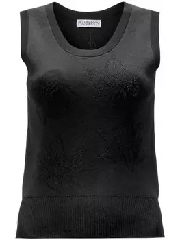 JW Anderson трикотажный топ с цветочным узором, черный