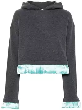 JW Anderson укороченная толстовка с капюшоном и атласной отделкой, серый
