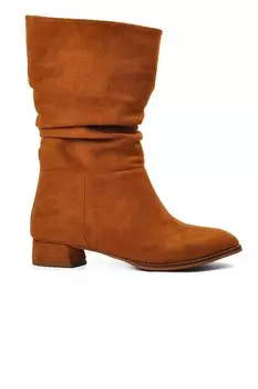 K04 Светло-коричневые замшевые женские ботинки Ayakmod