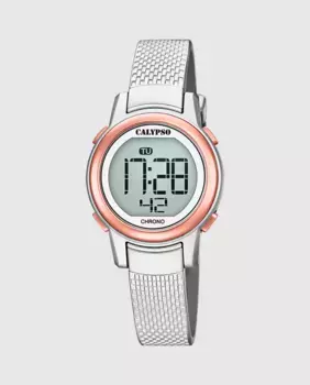 K5736/2 Digital Crush серебряные женские часы из каучука Calypso, серебряный