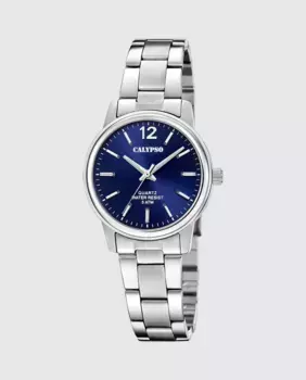 K5865/3 Базовые женские часы из серебристой стали Calypso, серебрянный