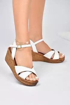 K674192109 Белые женские туфли на танкетке Fox Shoes