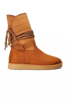 K706 Светло-коричневые женские ботинки из замши с флисовой подкладкой Ayakmod